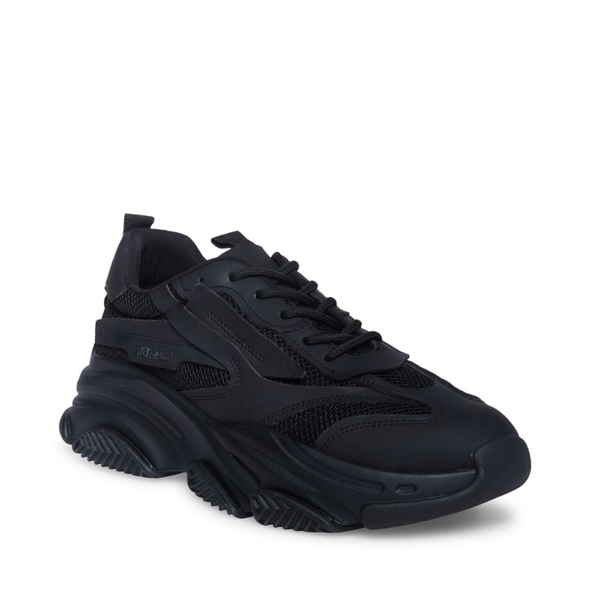 Black Steve Madden Possess Men's Sneakers | PH 1396DP16